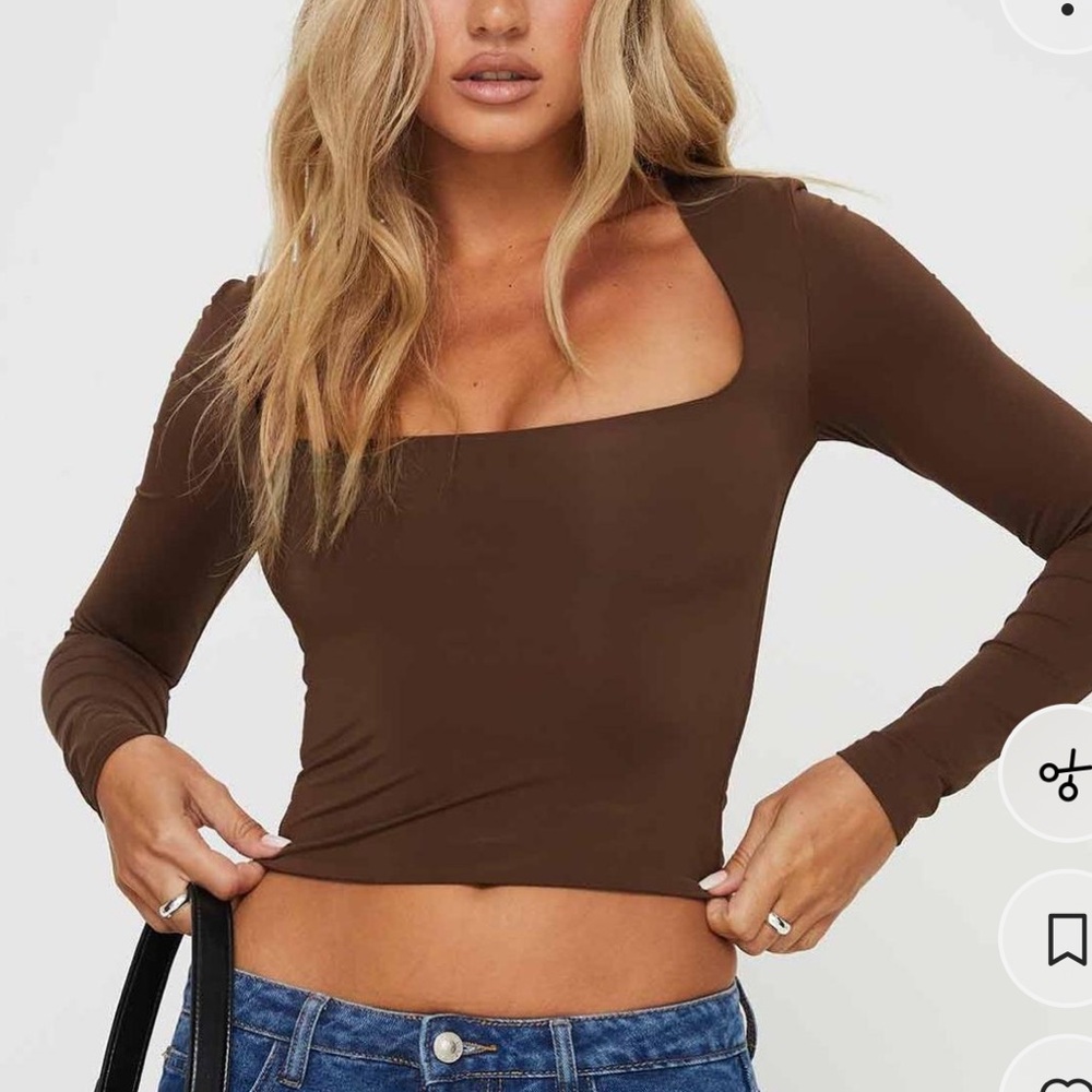 Princess Polly Chocolate Brown Crop Top